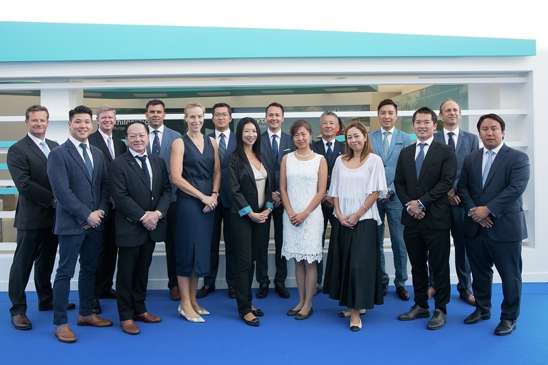 Burgess Managing Partner Tim Wiltshire (far left) and Chairman Asia Jean-Marc Poullet (third from left) with Burgess' Asia team