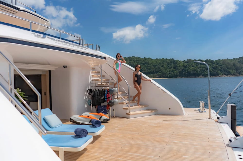 Guests enjoying a superyacht charter in Phuket