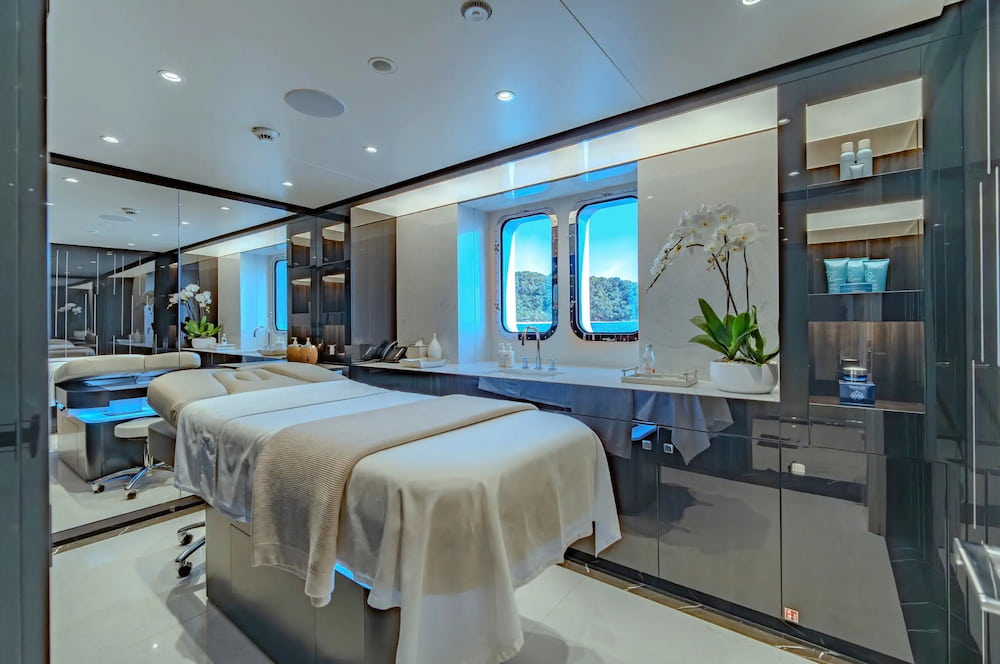 A spa and massage room on a superyacht